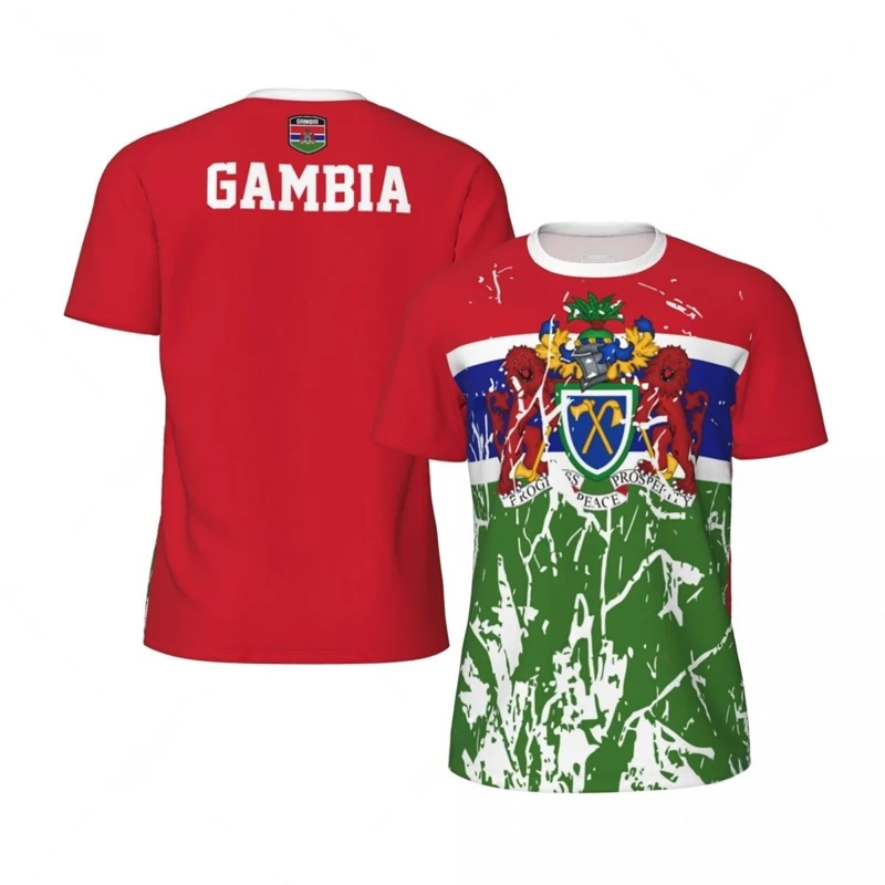 Gambia Flag 3D Printed Jersey Summer Fashion Short Sleeve Casual Mens Sports T Shirt Quick Dry Breathable Football T-shirts