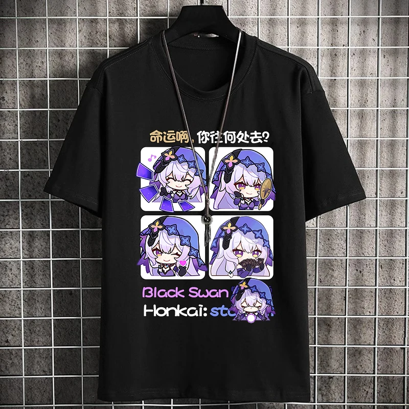 Honkai: Star Rail Game Cos Dan Heng HuoHuo Luocha March 7th Lynx Etc. Unisex 2024 Anime Casual Cartoon Print Cotton T-shirt