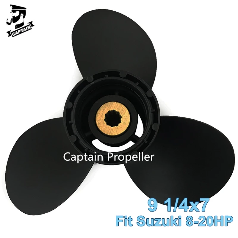 Captain Aluminum Propeller 9 1/4x7 Fit Suzuki Outboard Engine DF9.9A 10HP Tooth Splines Boat Marine Part High Thrust Propeller