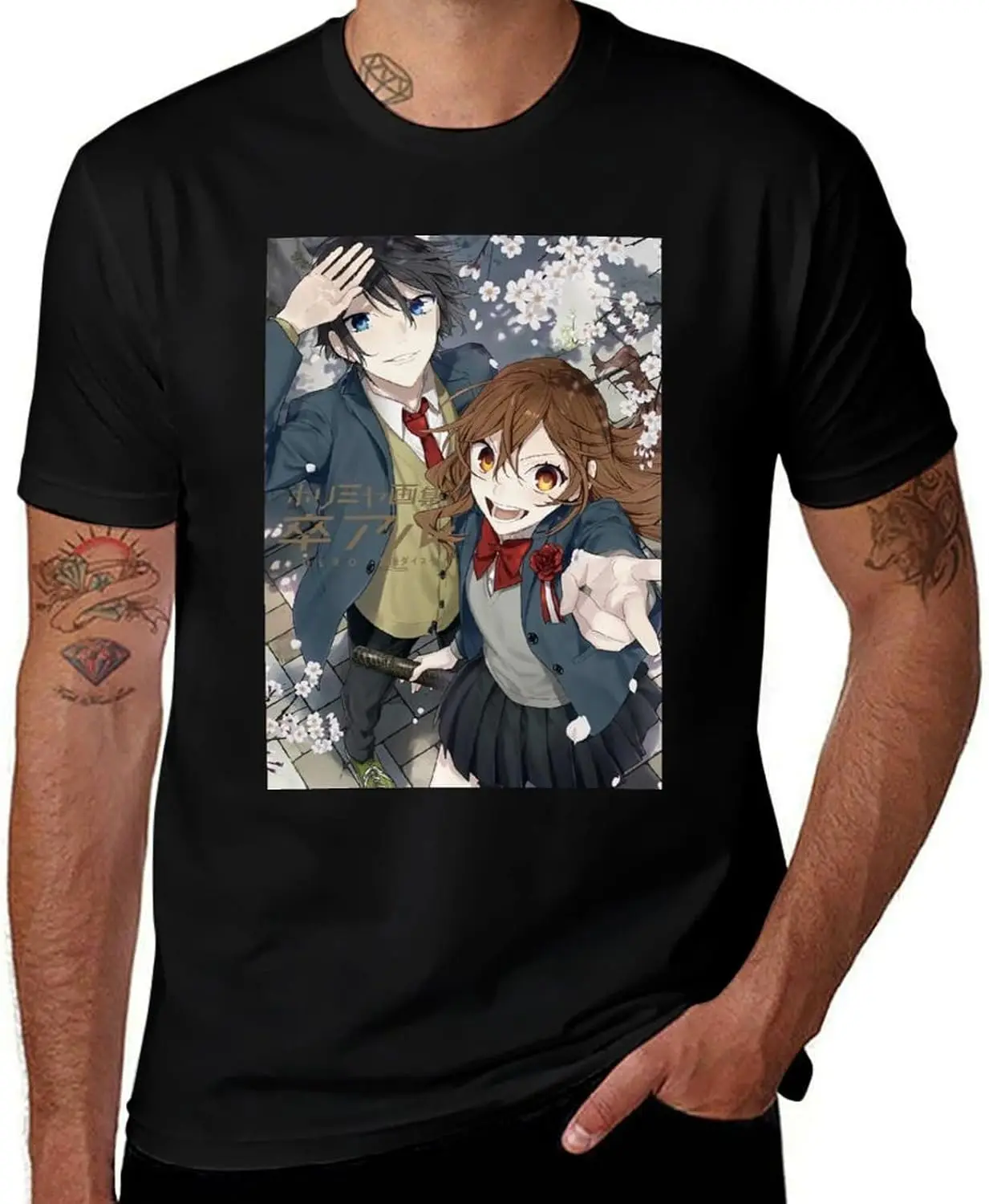 Anime HoriMiya T Shirt Mens Summer Print Round Neck Tee Classic Short Sleeve T-Shirts