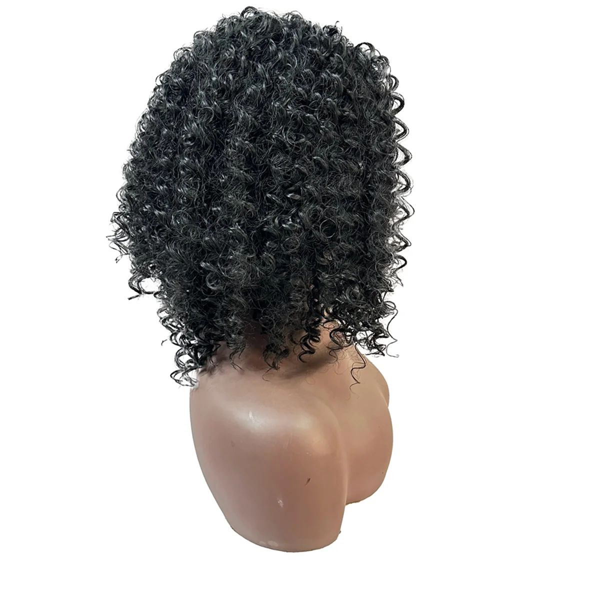 Wig keriting Afrika 12 inci rambut keriting pendek Wig hitam keriting Amerika Latin Wig mode serat kimia