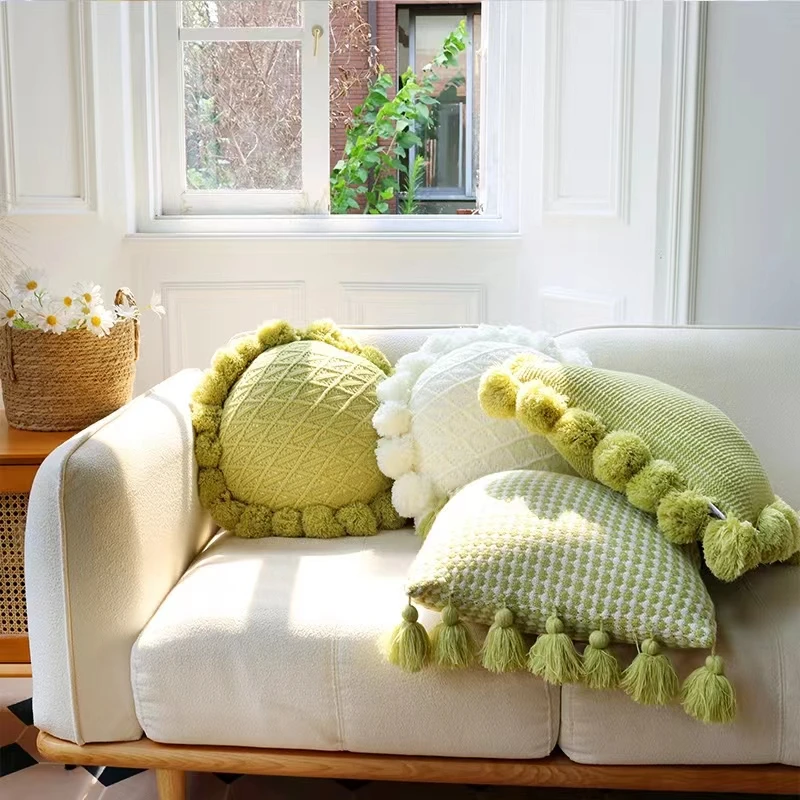 

Modern Minimalist Knitted Pillow Sun Flower Thickened Homestay Sofa Living Room Bedside Cushion Pillow Lumbar Support