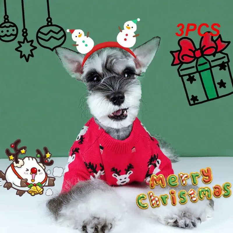 3PCS Chrismas Dog Clothes For Small Medium Dogs Knitted Cat Sweater Pet Clothing For Chihuahua Puppy Winter Warm Sweater