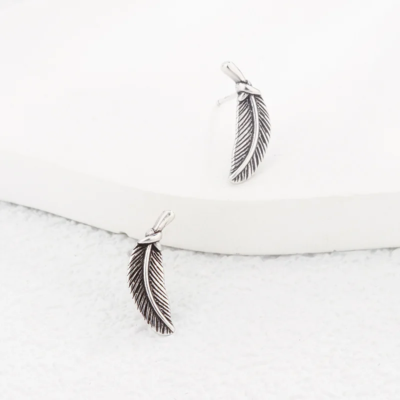 925 Sterling Silver Feather Stud Earrings For Women  Engagement Wedding Elegant Fine Jewelry Accessories 2024 Trend Jewellery