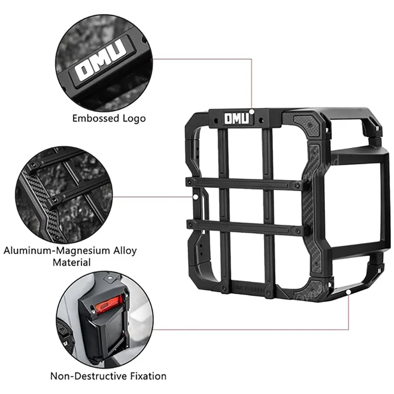 الطرق الوعرة 4x4 الملحقات الخارجية OMU سلسلة الألومنيوم غطاء الضوء الخلفي لمبة خلفية الحرس حامي ل 2018-2025 جيب رانجلر JL #2