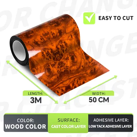 광택있는 나뭇결 비닐 자동차 랩 호일 껍질과 스틱 홈 가구 포장 커버에 대한 자체 접착 데칼 필름