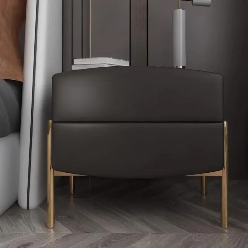 Nordic creative bedside table Solid wood light luxury bedside table Modern microfiber leather Internet celebrity locker Bedroom