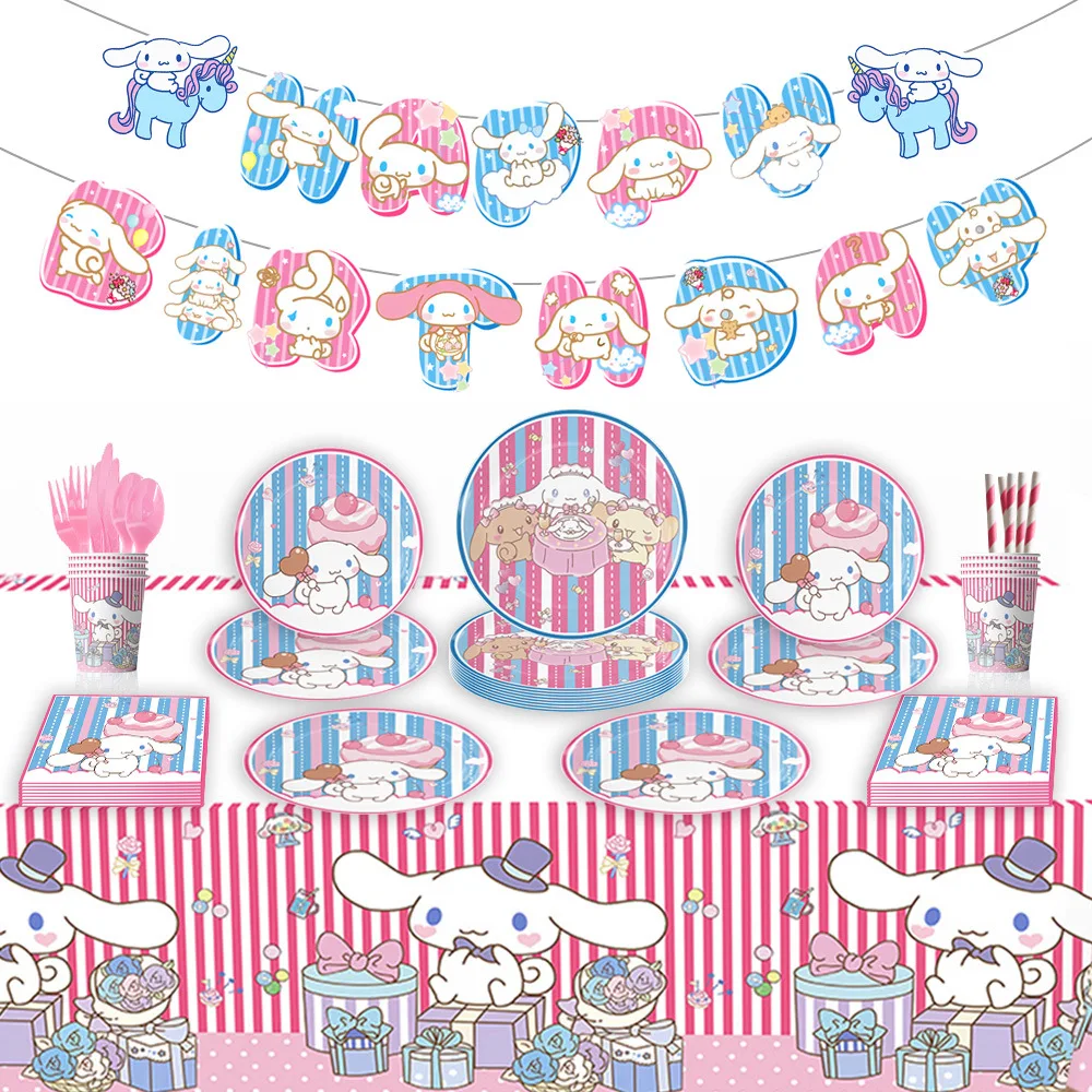 

Sanrio Cinnamoroll Theme Party Supplies Set DIY Balloon Birthday Banner Latex Balloon Decoration Cake 32inch Balloon Supplies