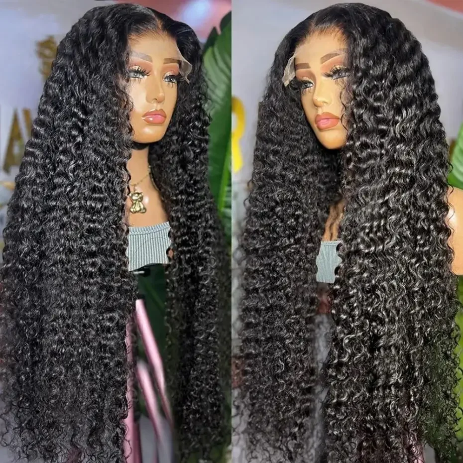 Deep Wave 13x6 HD Transparent Lace Frontal Human Hair Wigs 200% 38Inch Brazilian Remy Hair 13x4 Water Curly Front Wig For Women