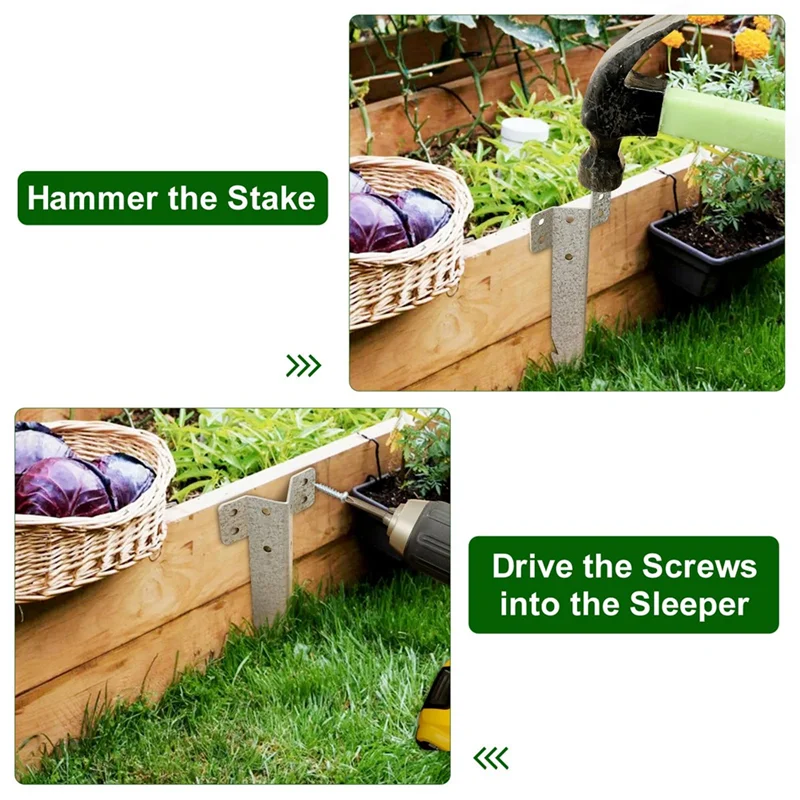 

CQMF-Small Railway Sleeper Brackets 10 Pack-Heavy Duty Sleeper Stakes For Pathway, Garden Raised Bed
