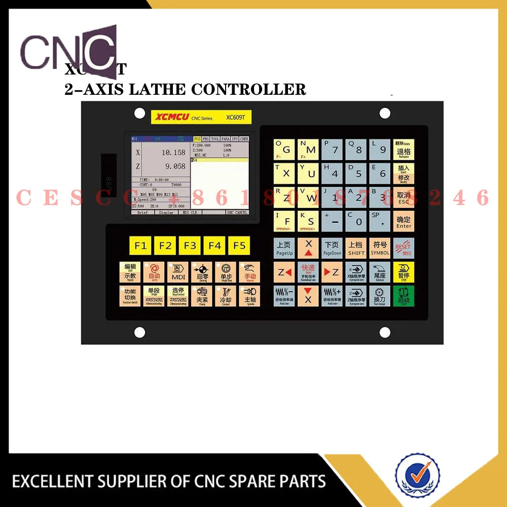 

Offline CNC controller 2-axis lathe motion control system XC609T stepper servo motor G code outer circle, end face, groove, arc,