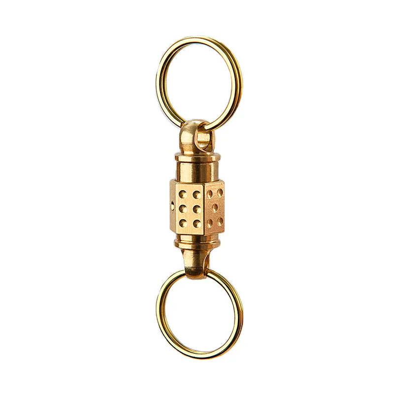 Pure Brass Men 360° Rotary Universal Joint Car Keychain Quick Release Open Key Chain Key Ring Durable EDC Quick Hang Buckle