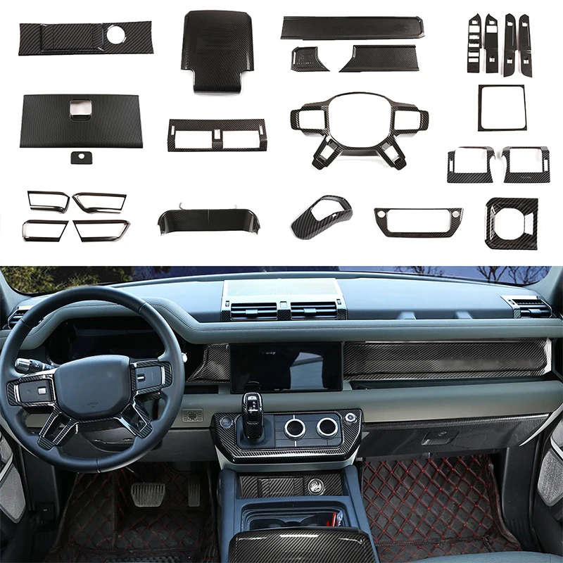 

For Land Rover Defender 110 2020-2023 ABS Carbon Fiber Interior Kit Dashboard Console Gear Shift Panel Decoration Cover Trim