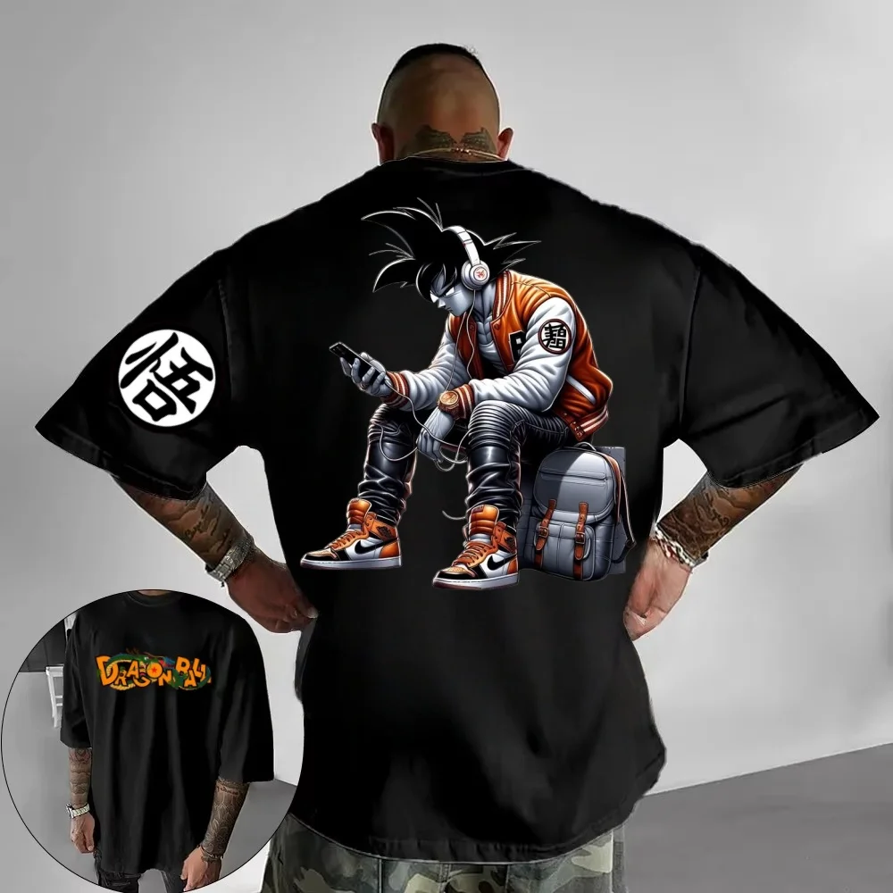 Japanische Anime Dragon Ball Baumwolle Männer Kleidung Streetwear Goku Y2K Sport Mann T-Shirt Freizeit Sommer Shirt Übergroße Mode Top