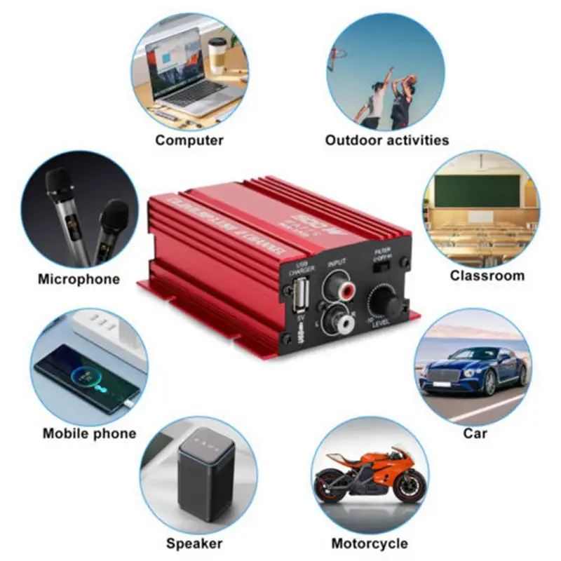 

Car Amplifier 2 Channel Car Audio Amp Small Amplifier 2 Channel Audio Amplifier Car Speaker Amplifier Mini Car Amp Bass Boost