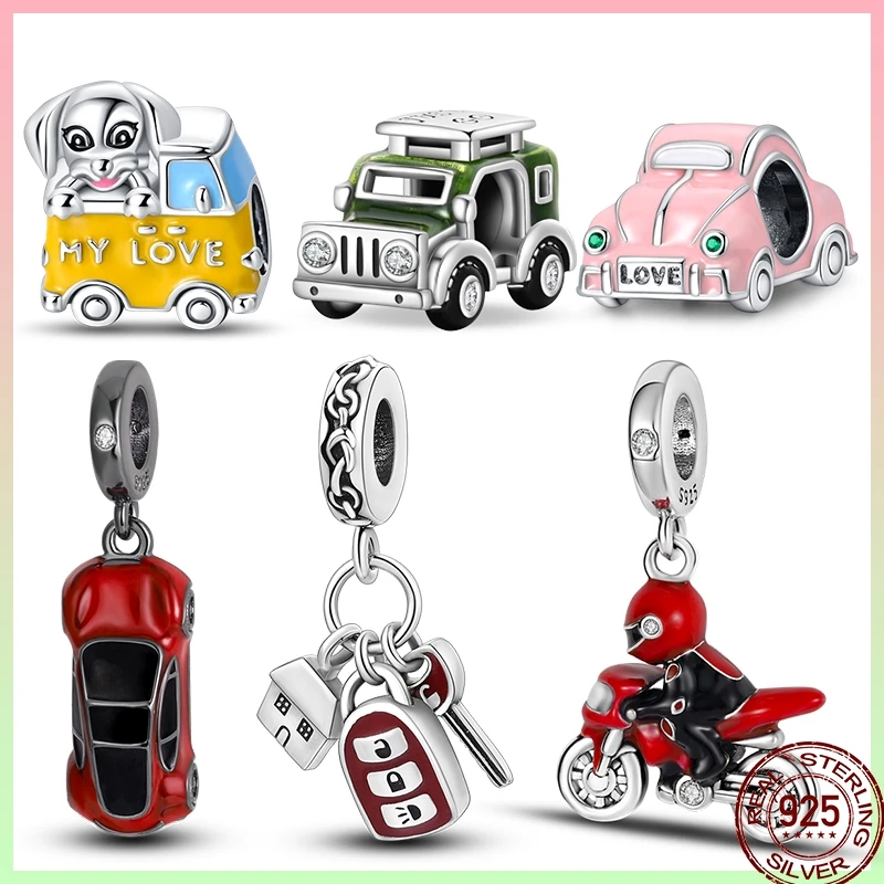 

925 Sterling Silver Outing Motorcycle Puppy Car Series Charm Beads Suitable For Pandora Original Bracelet Diy Jewelry Gift