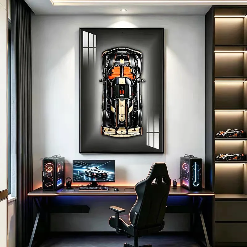 Wall-Mounted Display Frame for LEGO 42232 Technic Koenigsegg Sports Car, Top-View Wallboard, Adult Collectible Decor, Frame Only