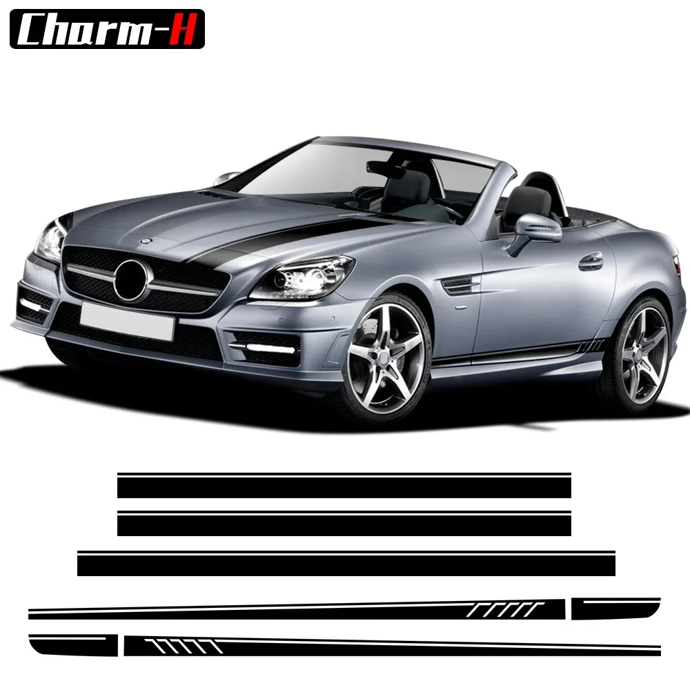 

507 Style Door Side Skirt Stripes Body Decal Kit for Mercedes Benz SLK SLC Class R170 R171 R172 AMG SLK200 250 55 Accessories