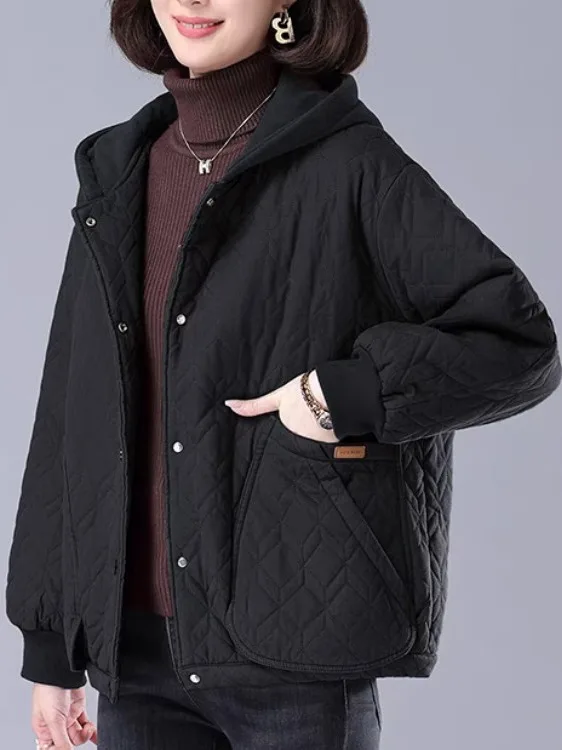 

Женская повседневная свободная хлопковая одежда Thiened, осенне-зимняя одежда для мам, одежда в стиле ретро, длинная свековая куртка с капюшоном на одной пуговице