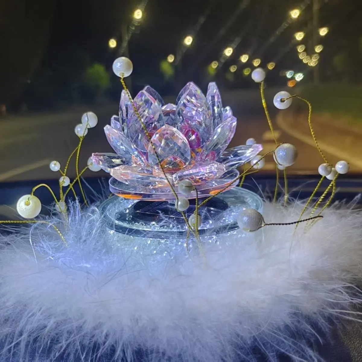 

Luxury Solar Crystal Lotus Car Perfume | Muse Decorations