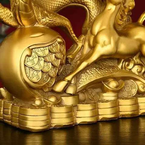 

Латунная статуэтка Дракона-Коня, китайский дракон-покровитель, медная фигурка лошади, декор для дома, подарок для гостиной