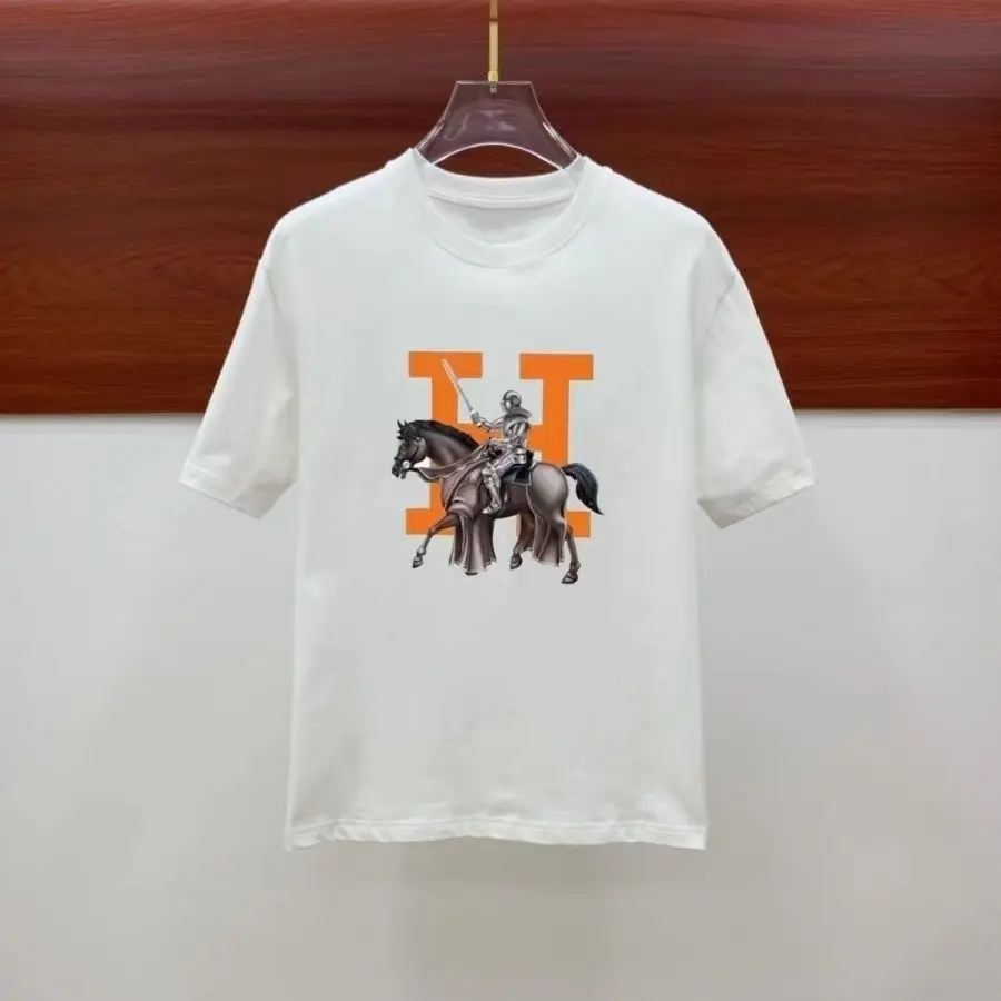 

New Fashion Warhorse Print Male and Female Couple Short Sleeve T-Shirt Korean Slim Loose Large Size Versatile T-Shirt