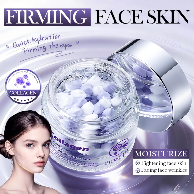 

Recombinant III collagen pearl elastic moisturizing face cream,whitening, Anti wrinkle, Anti aging, Firming face cream for Women