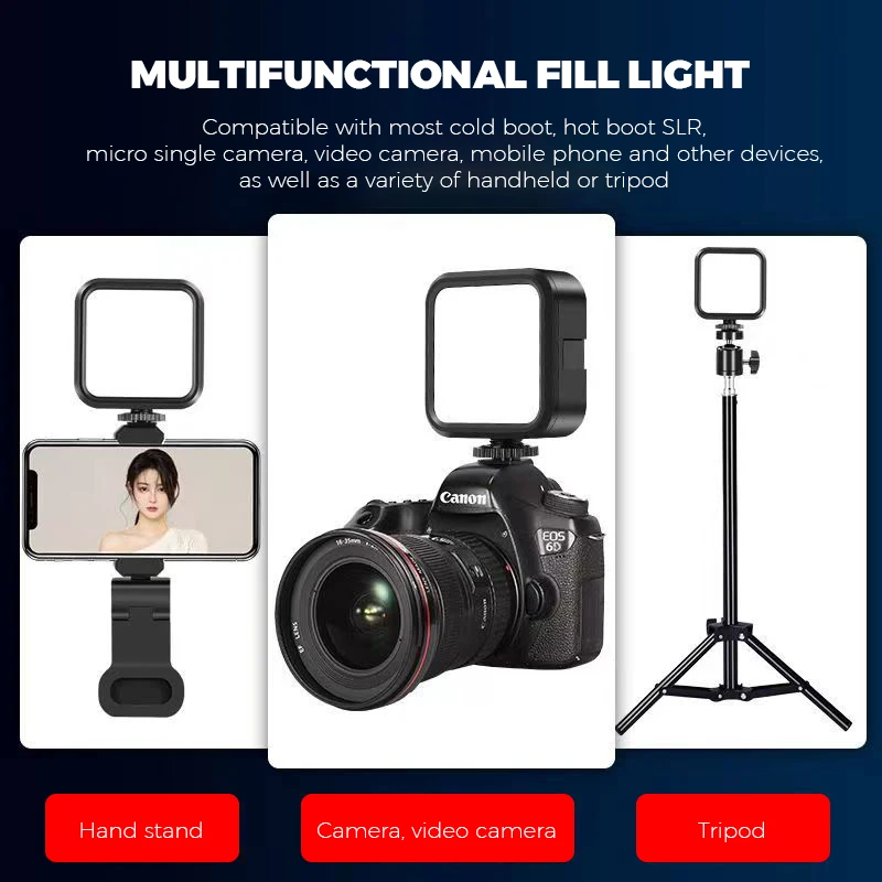 Bi-Color Adjustable Rechargeable 2500-6500K - Mini Video Portable Ligh ton Camera LED Fill Lamp for DSLR Camcorder Gopro