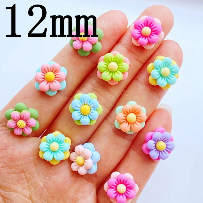 30Pcs New Cute Mini 12mm Floret Series Flat Back Resin Cabochons Scrapbooking DIY Jewelry Craft Decoration Accessorie