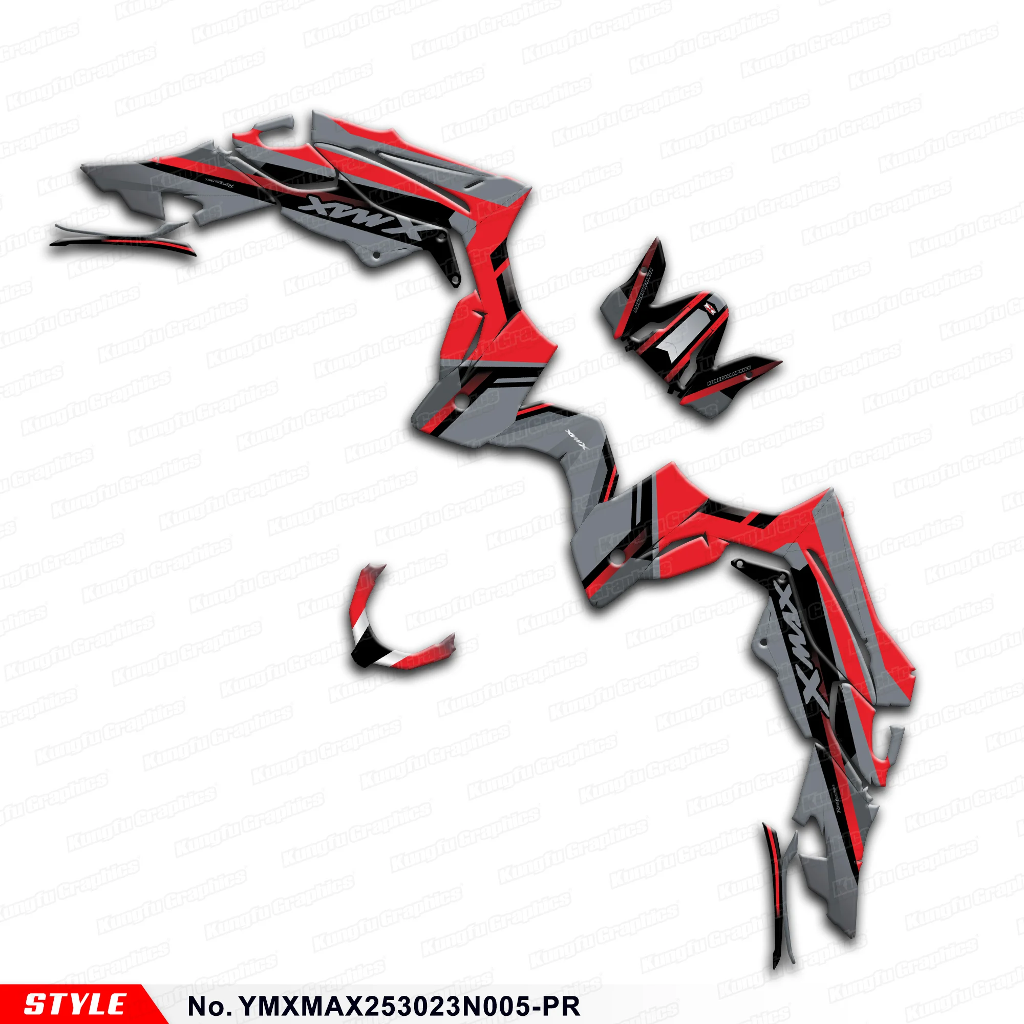 Racing Graphics Adhesive Decals Kit for Yamaha XMAX 250 300 2023 2024, YMXMAX253023N005-PR