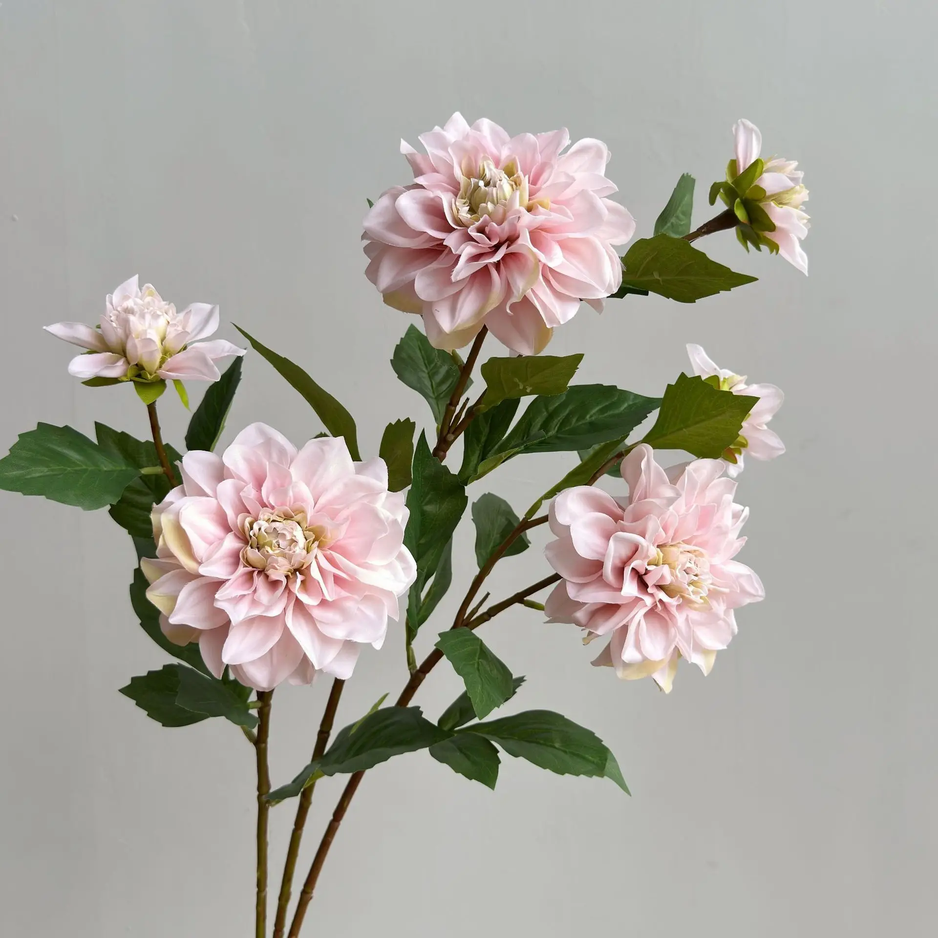 3Pc 2Head Moisturizing Dahlia Real Touch Artificial Flowers Home Decor Fake Dahlia Diy Bridal Bouquet Wedding Party Table Floral