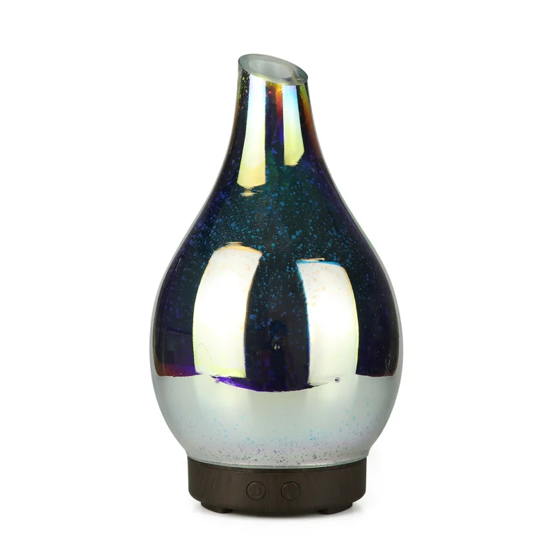 Aroma diffuser 3DGlass Colorful Lights Essential Oil Humidifier Household Bevel Vase Spray