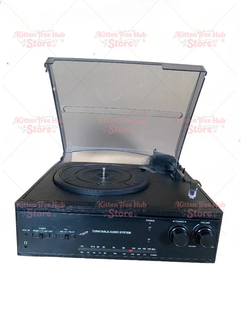 Brand new European antique vinyl record player, gramophone, two-way Bluetooth, wooden box, radio speaker, aux headphone jack