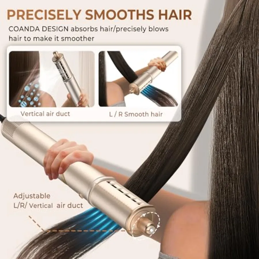 فرشاة مجفف شعر 8 في 1 ومصفف هواء ساخن متعدد قابل للطي 110000 دورة في الدقيقة مجموعة أدوات فرشاة مجفف للنفخ مع موزع توصيل تلقائي لتجعيد الشعر f #5