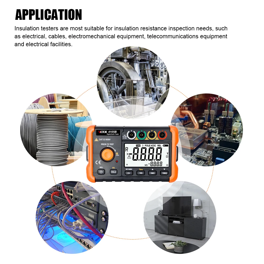 Imagem -04 - Victor Digital Terra Tester Medidor de Resistência ao Solo Display Lcd Alta Precisão Instrumentos Elétricos Estilo Moda 1500v 4105b