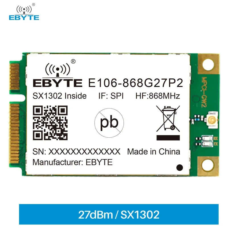 

SX1302 868MHz E106-868G27P2 SPI PCI-e LoRa Long-range Communicator Radio LoRa Module Wireless Transceiver Ebyte Transmitter