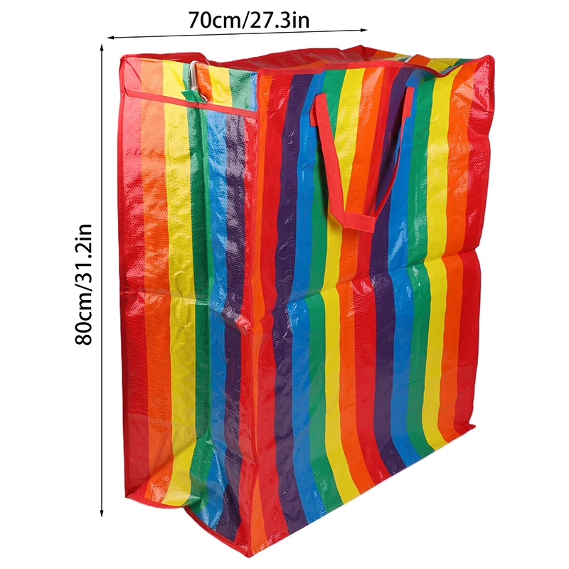1Pc Laminated Non Woven Handbag Color Printing Thickened Plastic Shopping Bag Fashion Rainbow Zipper Bag