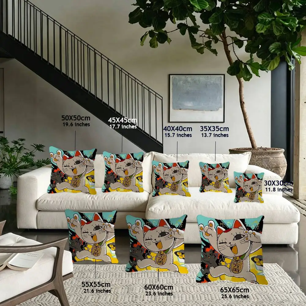Manga anime T-Turbo Granny cat couple Comfortable soft Pillow Case for Sofa cartoon kawaii Living Room Home office Decor Covers