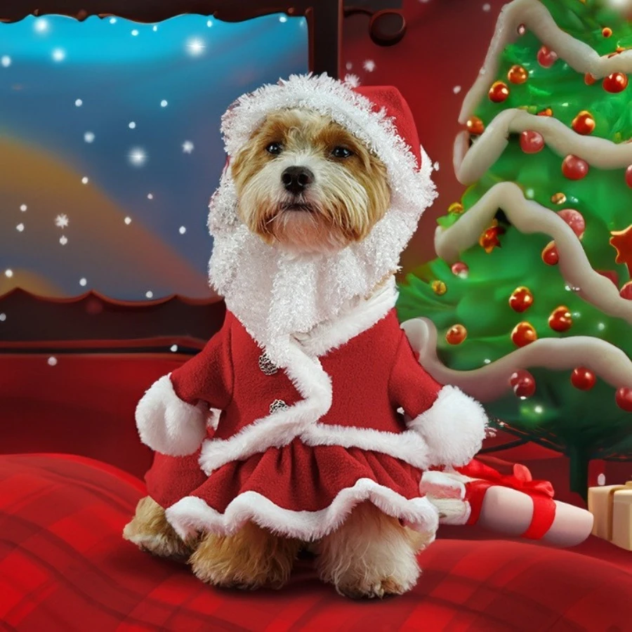 Santa Claus Dog Clothes Set Suitable for Pet Christmas Classic 3D Santa Claus Skirt New New Year's Eve