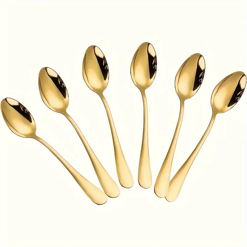 6/10/20Pcs Stainless Steel Small Gold Spoons Mini Coffee Tea Dessert Ice Cream Stirring Spoon Set Kitchen Accessories view 6