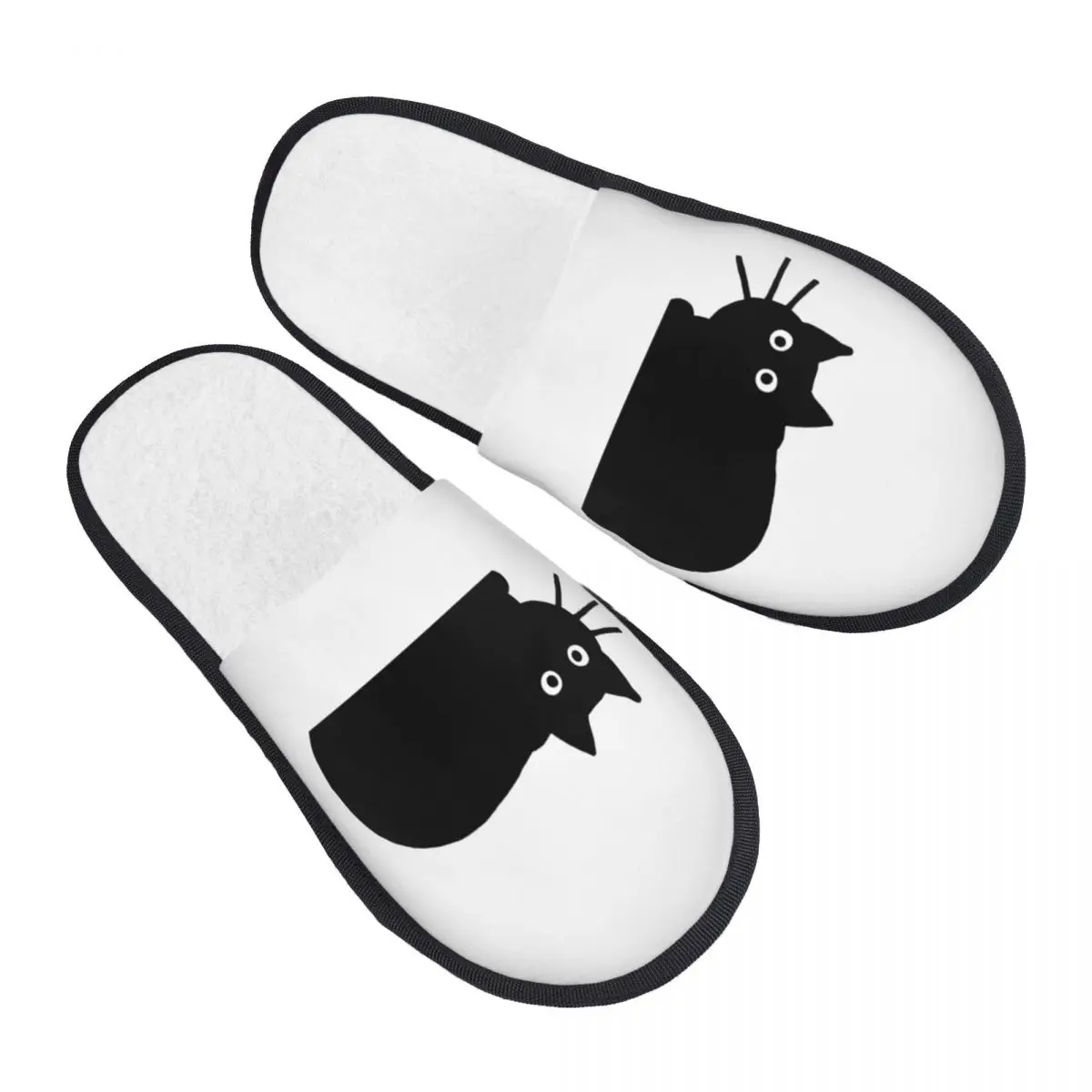 

Custom Black Cat Soft Memory Foam House Slippers Women Comfy Warm Anti-skid Sole Slipper