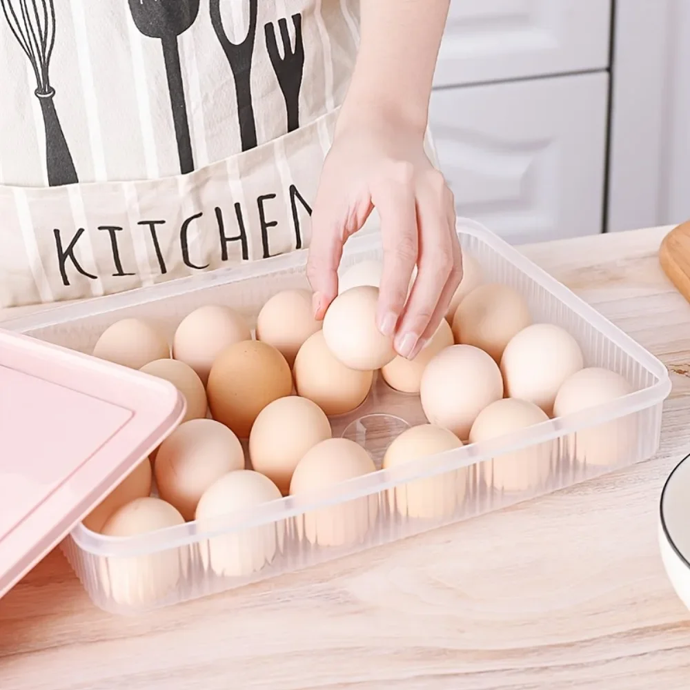 1pc Refrigerator Egg Crisper Fresh-keeping Box 15/24 Grids Egg Storage Compartment Kitchen Transparent Plastic Thickened Egg Box