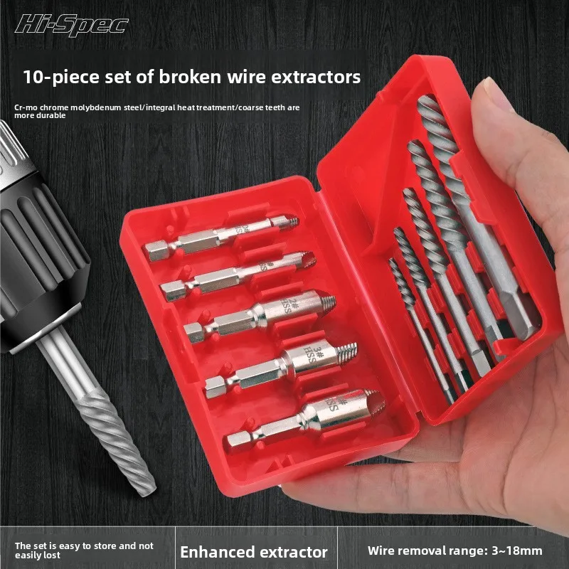 

10Pc Broken Head Screw Remover Artifact Broken Head Broken Wire Multi-specification Sliding Teeth Damaged Screw Removal Tool Set