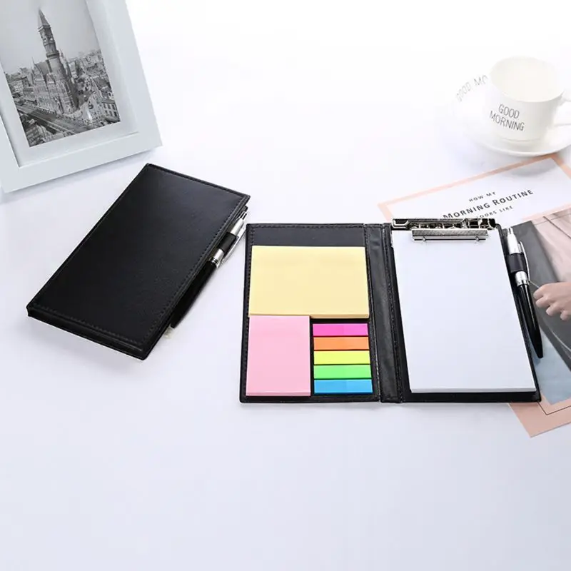 for Creative Sticky Notes Notepad Stationery Leather Notebook with Pen Off