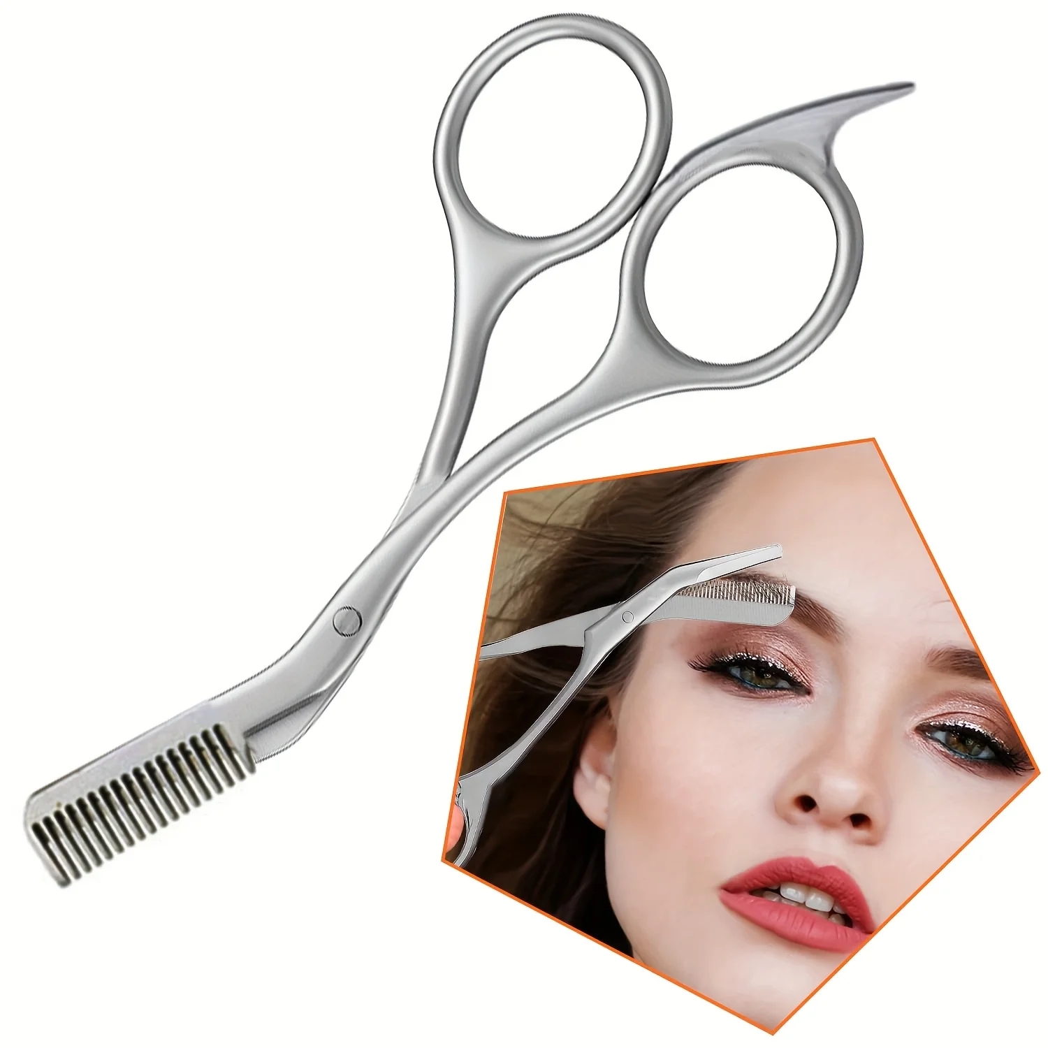 Eyebrow Scissors for Men And Women Makeup Tools One Metal Texture with Comb Eyebrow Razor Beauty Scissors Stainless Steel