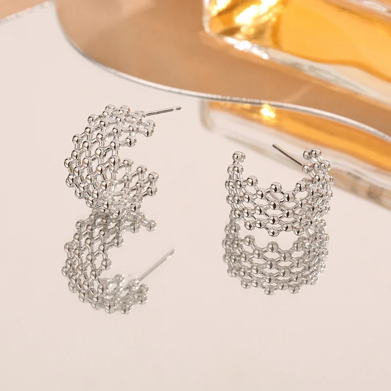 316L Stainless Steel Spliced M - Street Fashion Earrings 评论和价格