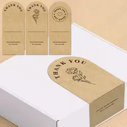 50PCS Kraft Paper Thank You Stickers Brown Floral Pattern Thanks Decals Event Commodity Packaging Wrapping Tags Online Retails