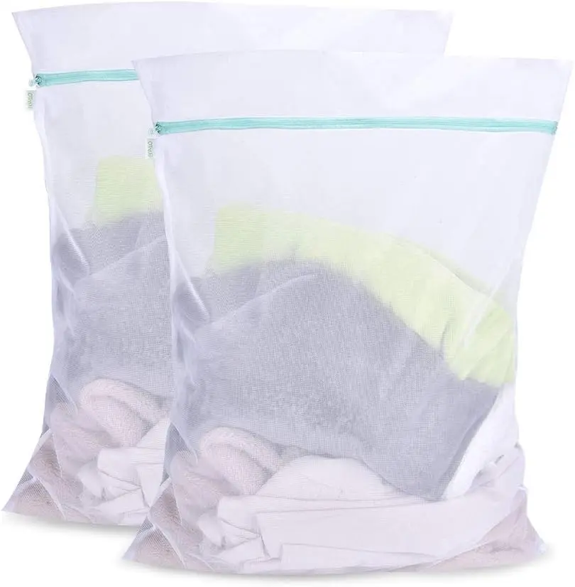 

Large 24x32 Inch Mesh Laundry Bags for Delicates, 2 Pack Zippered Wash Bags for Sweaters & More