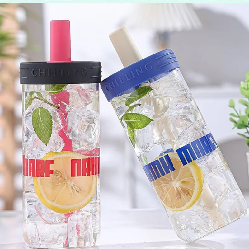 650ml Portable Straight Glass Drink Bottle High Borosilicate Large Capacity Cup With Straw Summer Cold Drink Ton Ton Cup Use