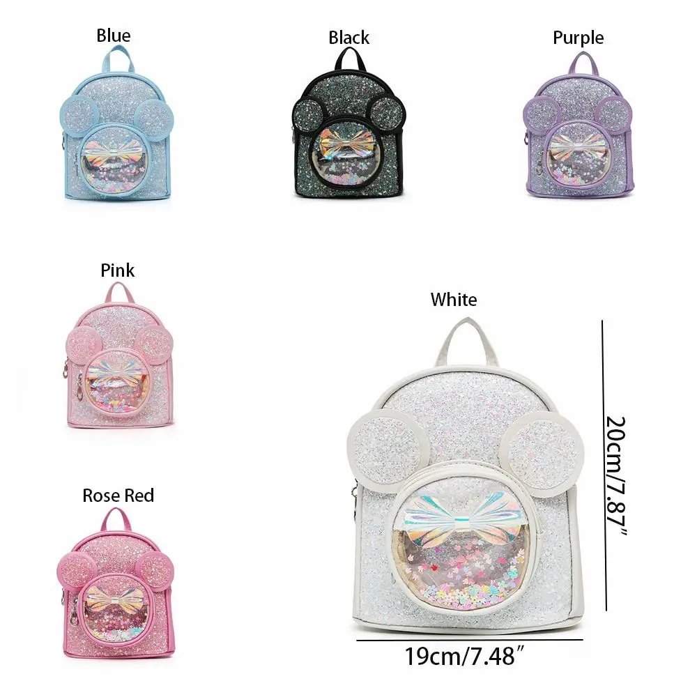 Mochila escolar informal resistente al desgaste con lentejuelas coloridas, bonitas mochilas de princesa ecológicas, mochila escolar de viaje con dibujos animados para niños con orejas grandes